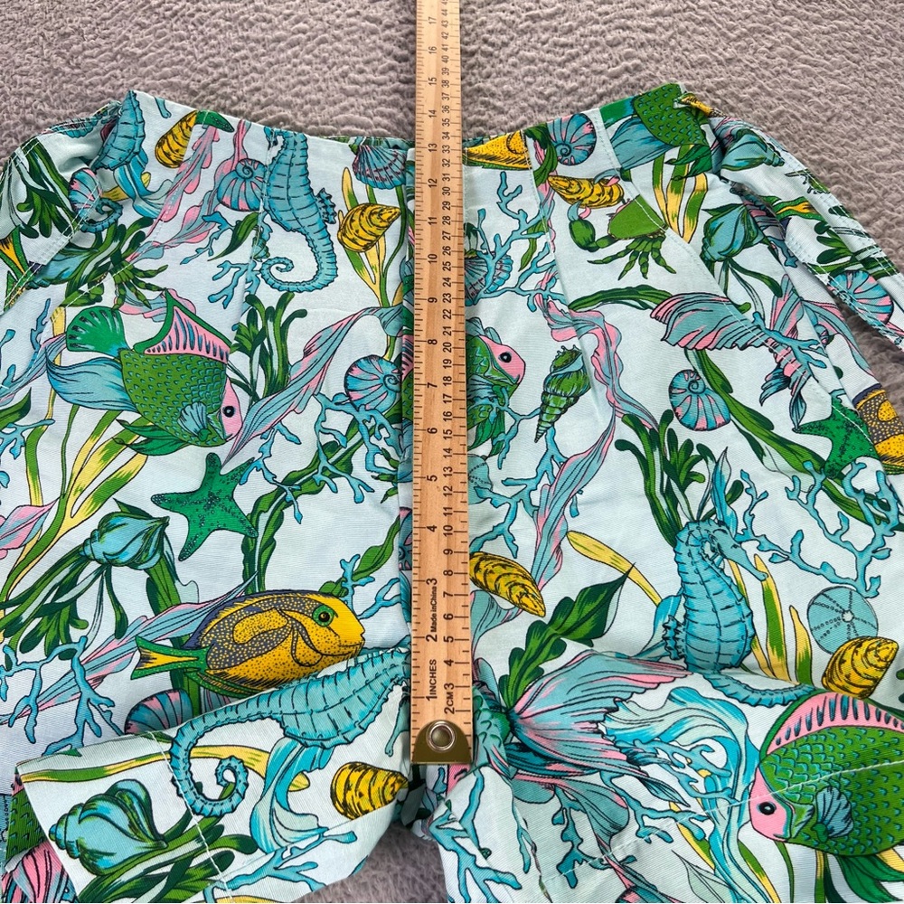 Kate Spade Shorts Womens 2 Blue Under The Sea Tie Waist in Low Tide High Rise - Picture 4 of 9